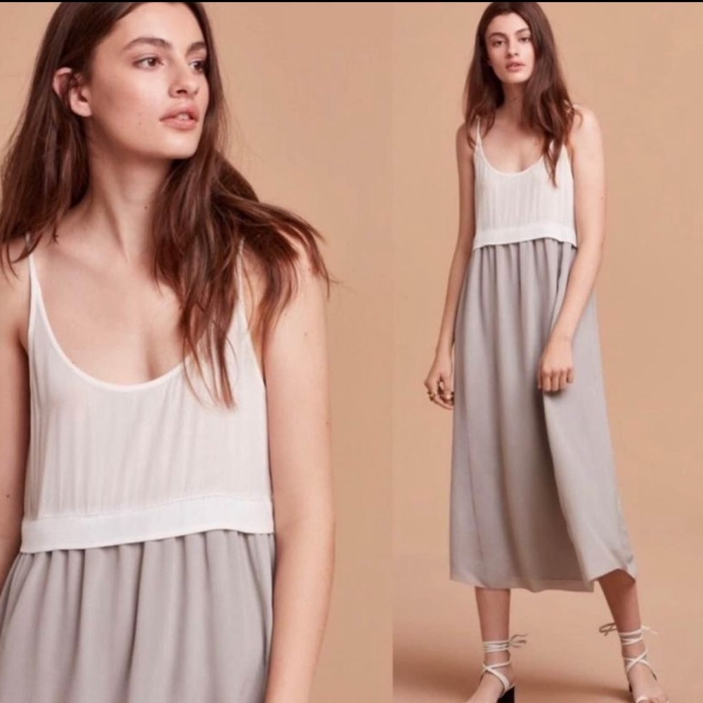 Aritzia White and Gray Midi Dress